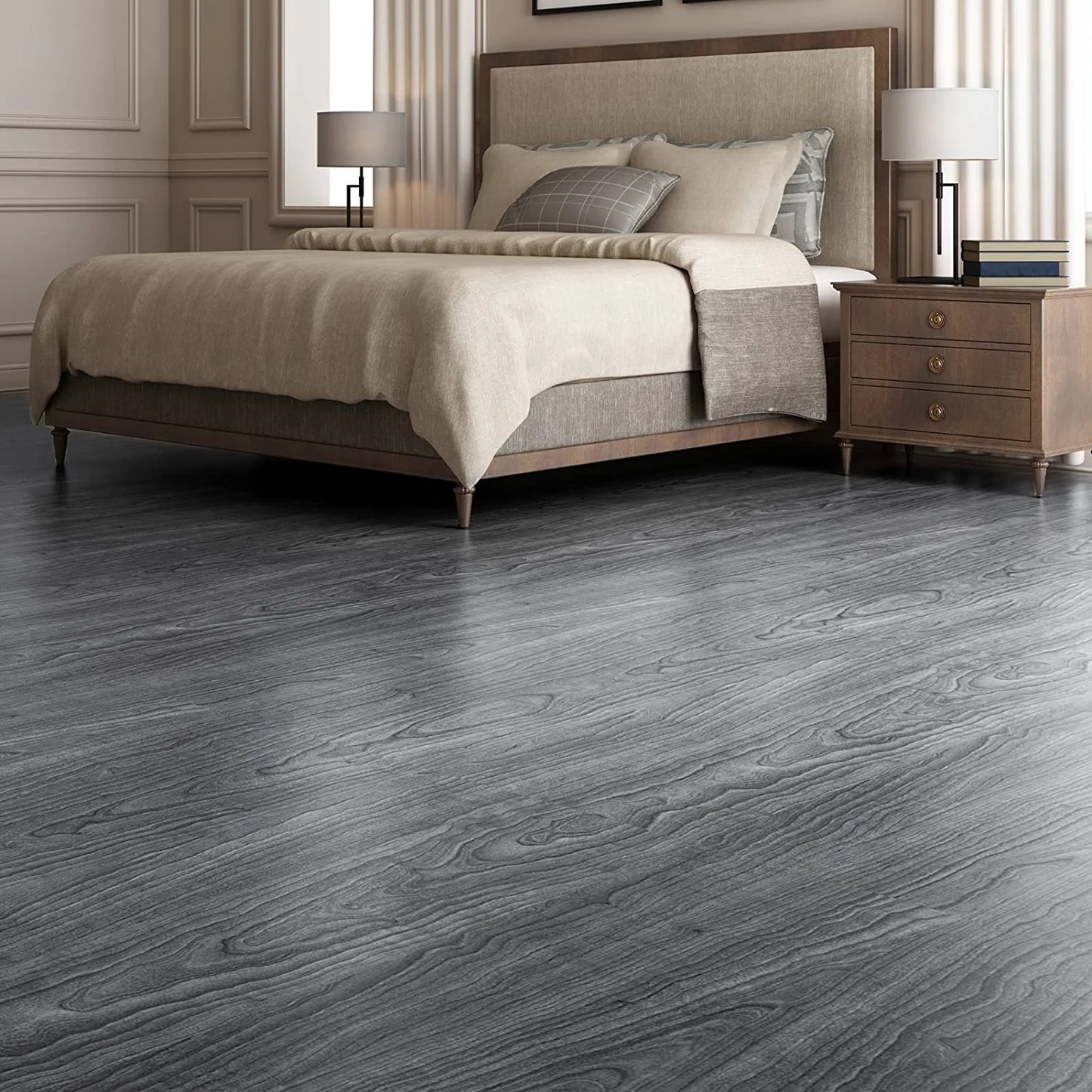 Grey Floor Planks Tiles Self Adhesive Wood Effect Vinyl Flooring